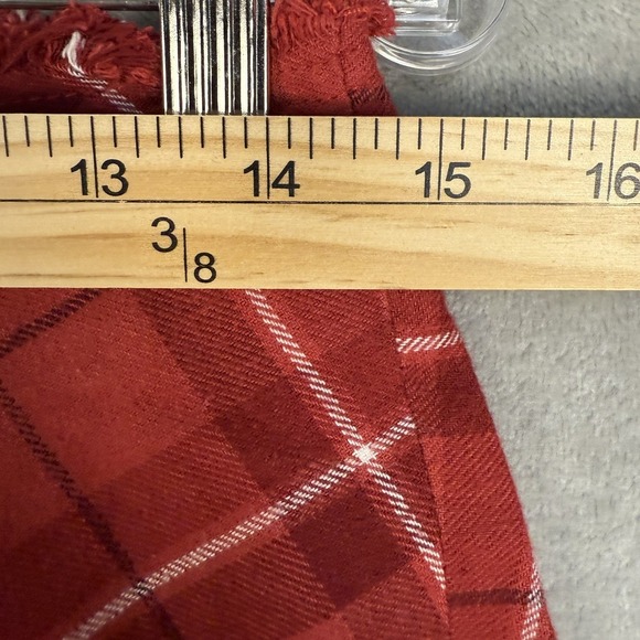 Y2K GUESS JEANS Red Plaid Flannel Fringed Hem Mini Skirt Women Size 24 - Picture 3 of 5